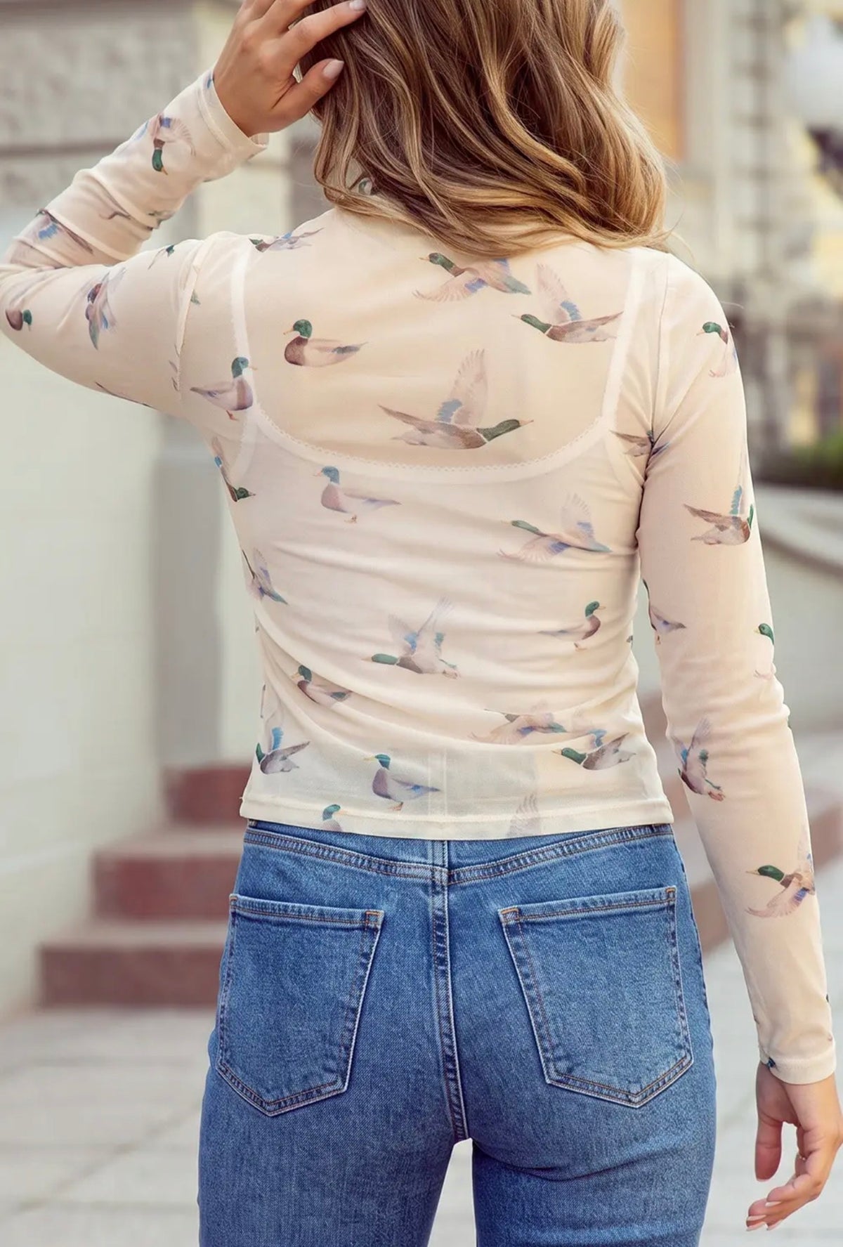 FRANKIE JO MALLARD DUCK MESH TOP