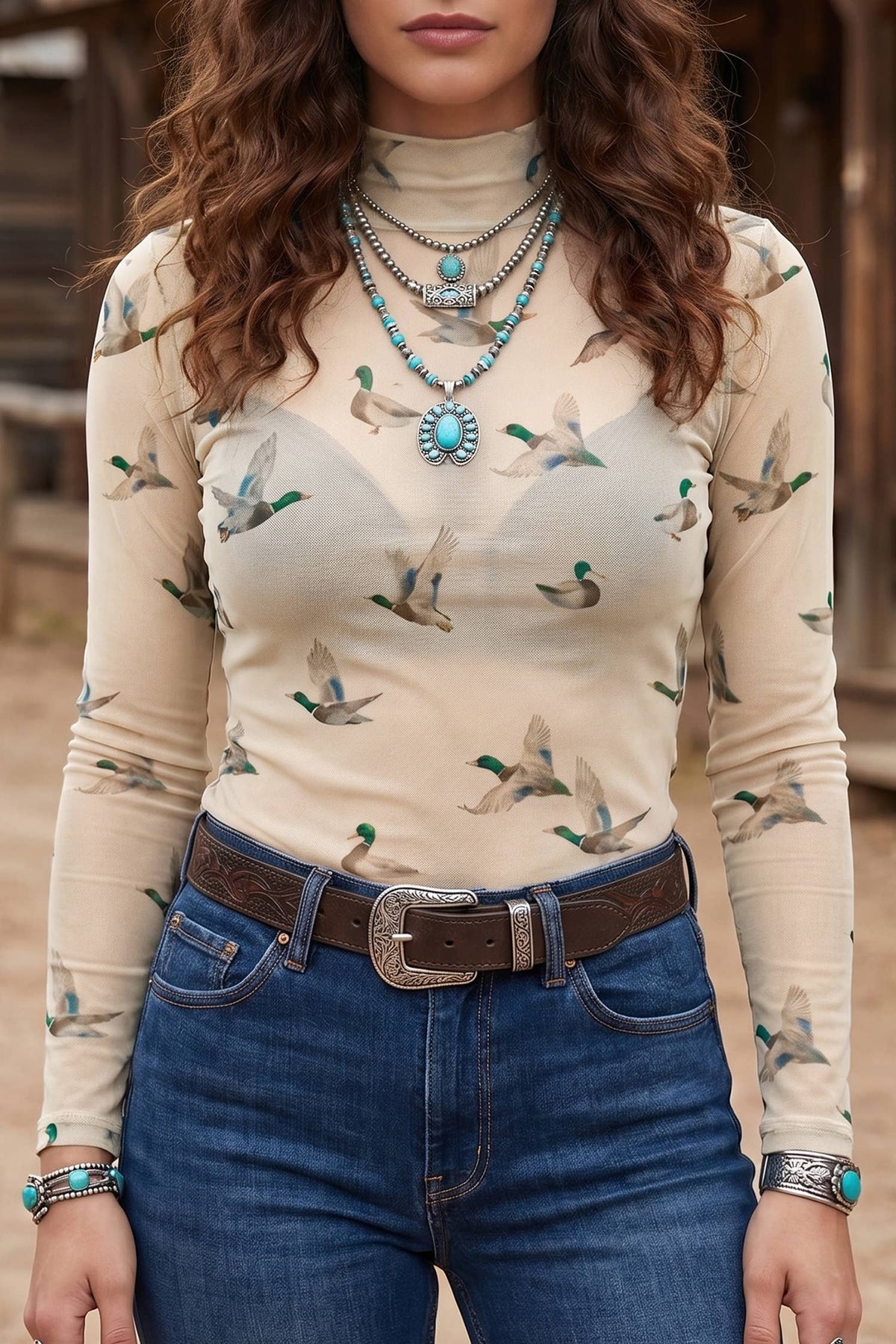 FRANKIE JO MALLARD DUCK MESH TOP