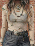 FRANKIE JO MALLARD DUCK MESH TOP
