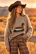 WILLA REED MALLARD DUCK SWEATER- MOCHA
