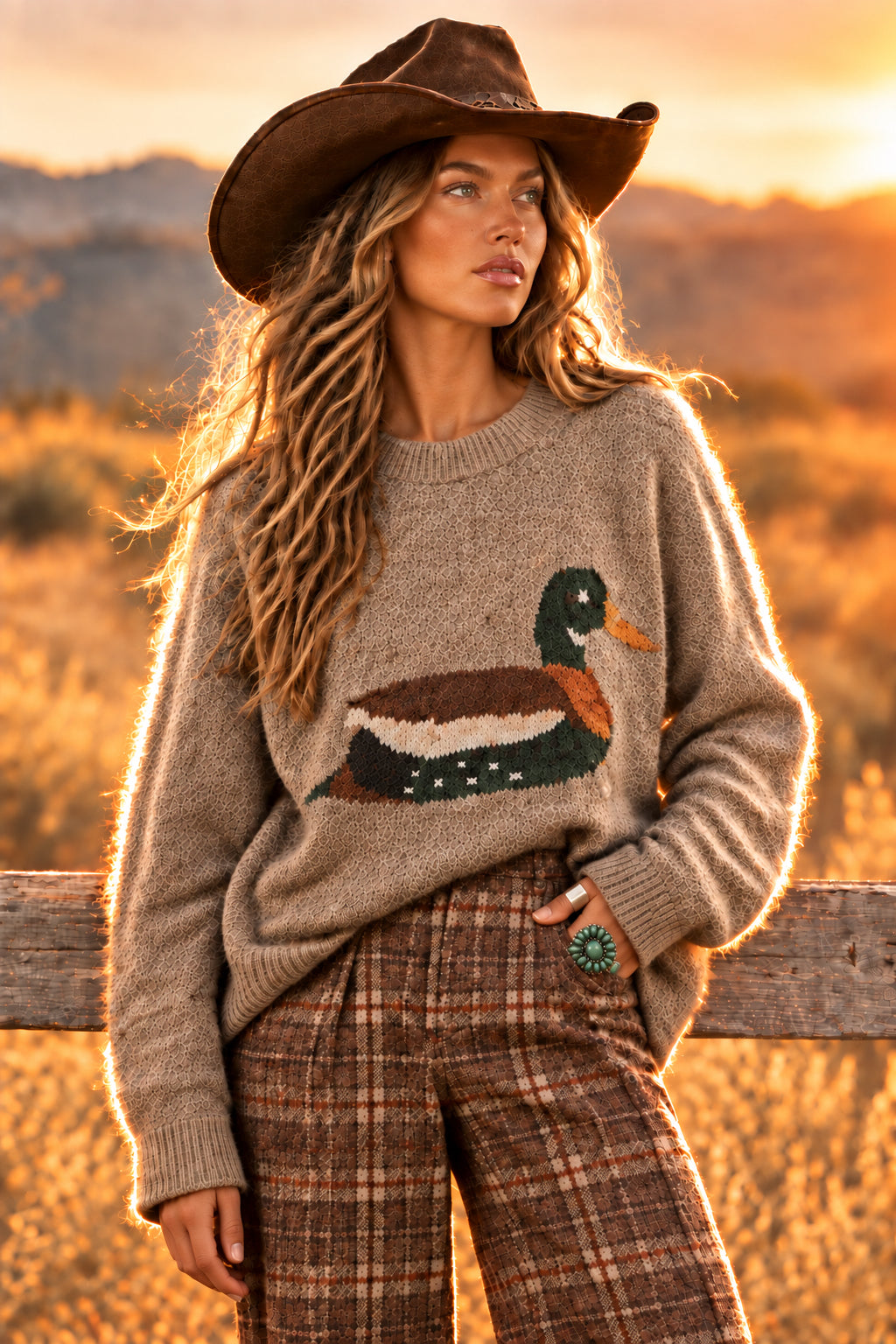 WILLA REED MALLARD DUCK SWEATER- MOCHA