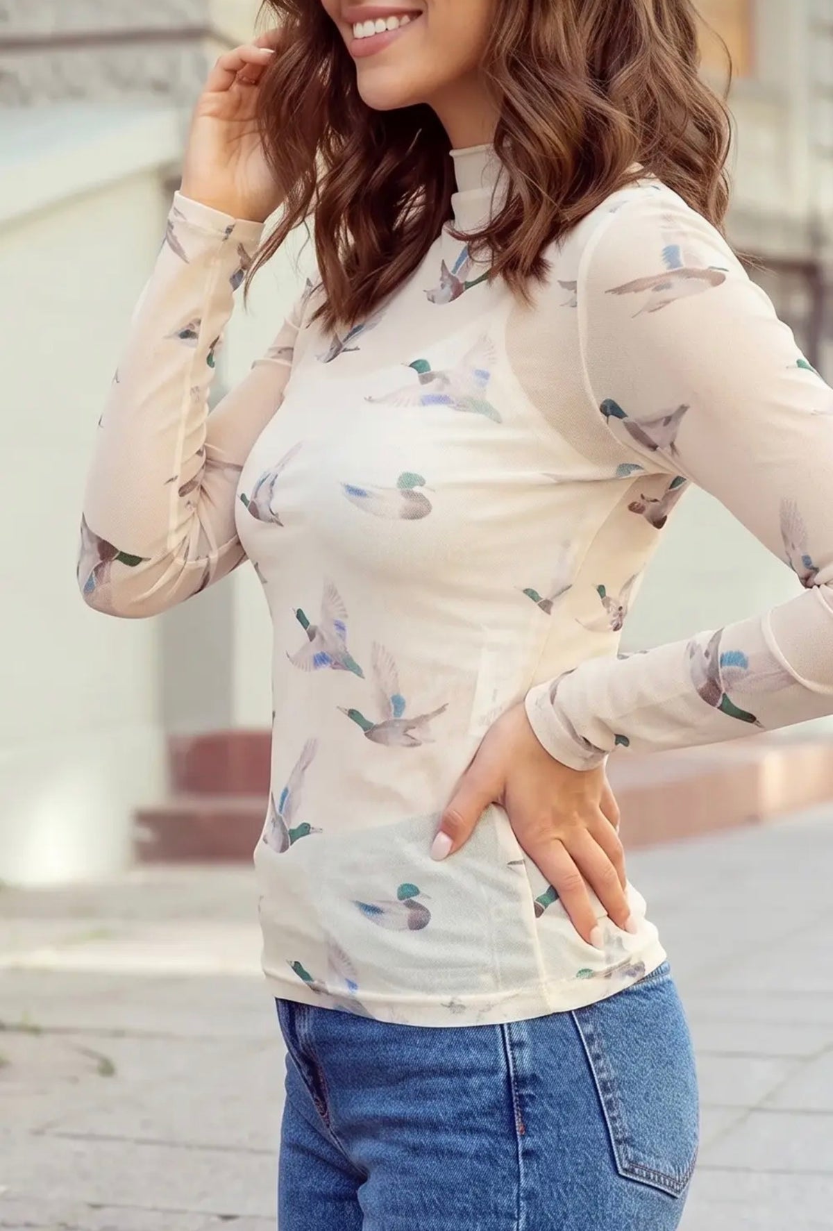 FRANKIE JO MALLARD DUCK MESH TOP