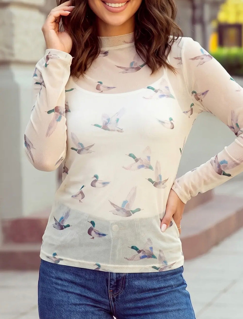 FRANKIE JO MALLARD DUCK MESH TOP