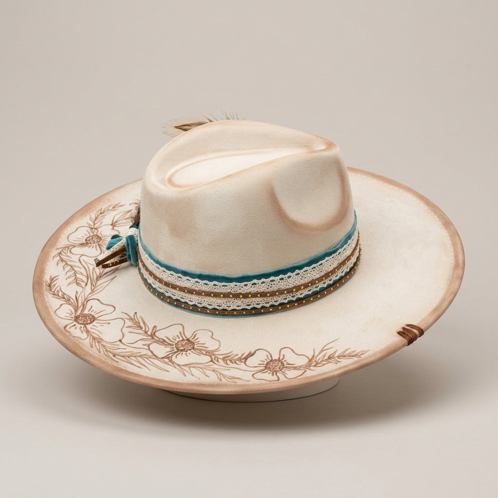 LOLA PEARL DISTRESSED FEATHER HAT