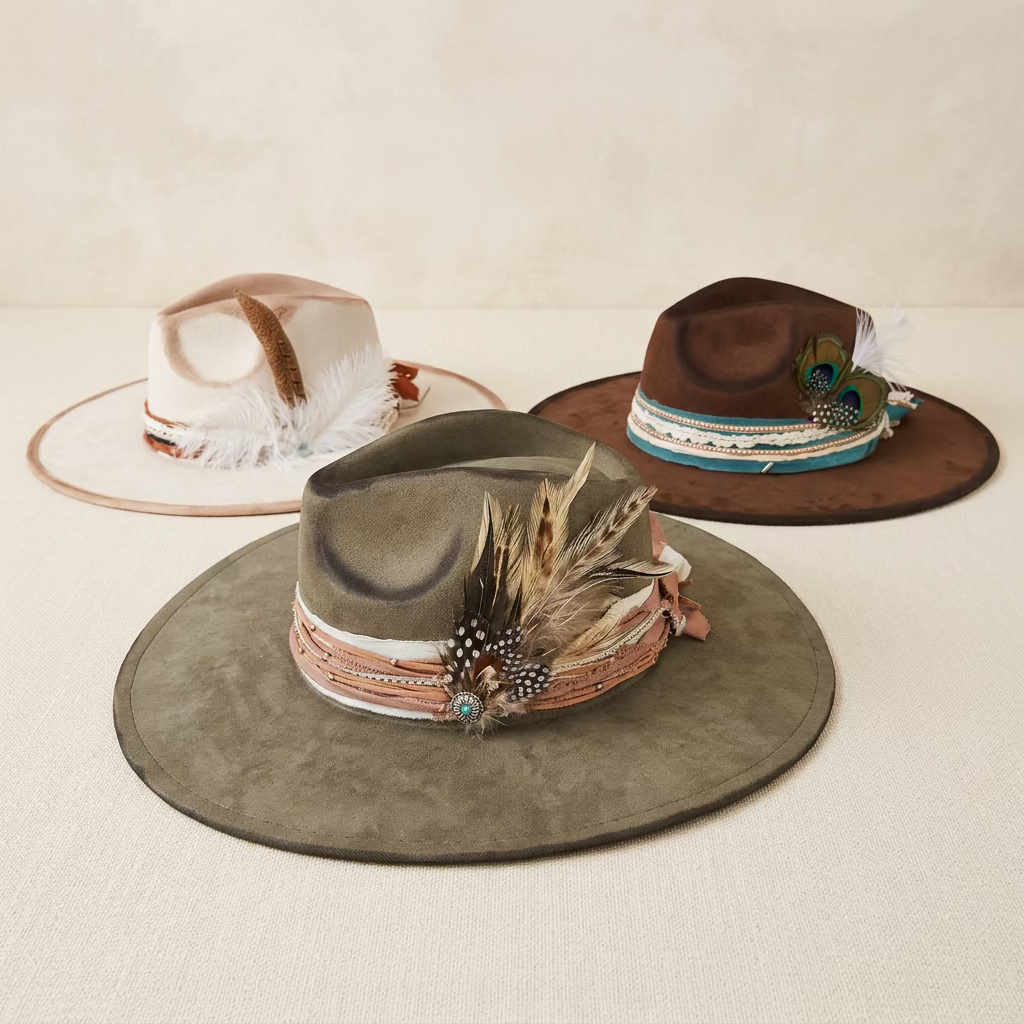 BARBARA LYNN DISTRESSED FEATHER HAT