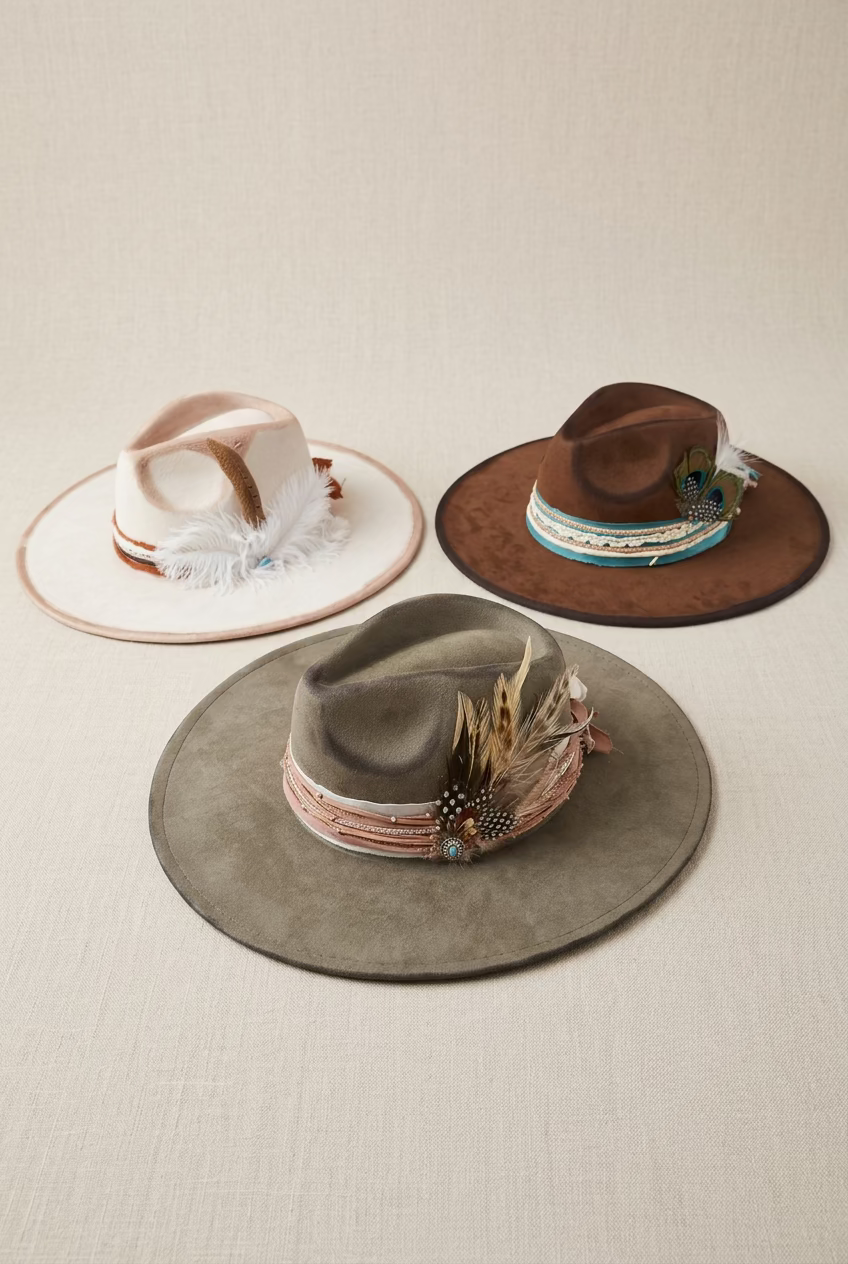 BARBARA LYNN DISTRESSED FEATHER HAT