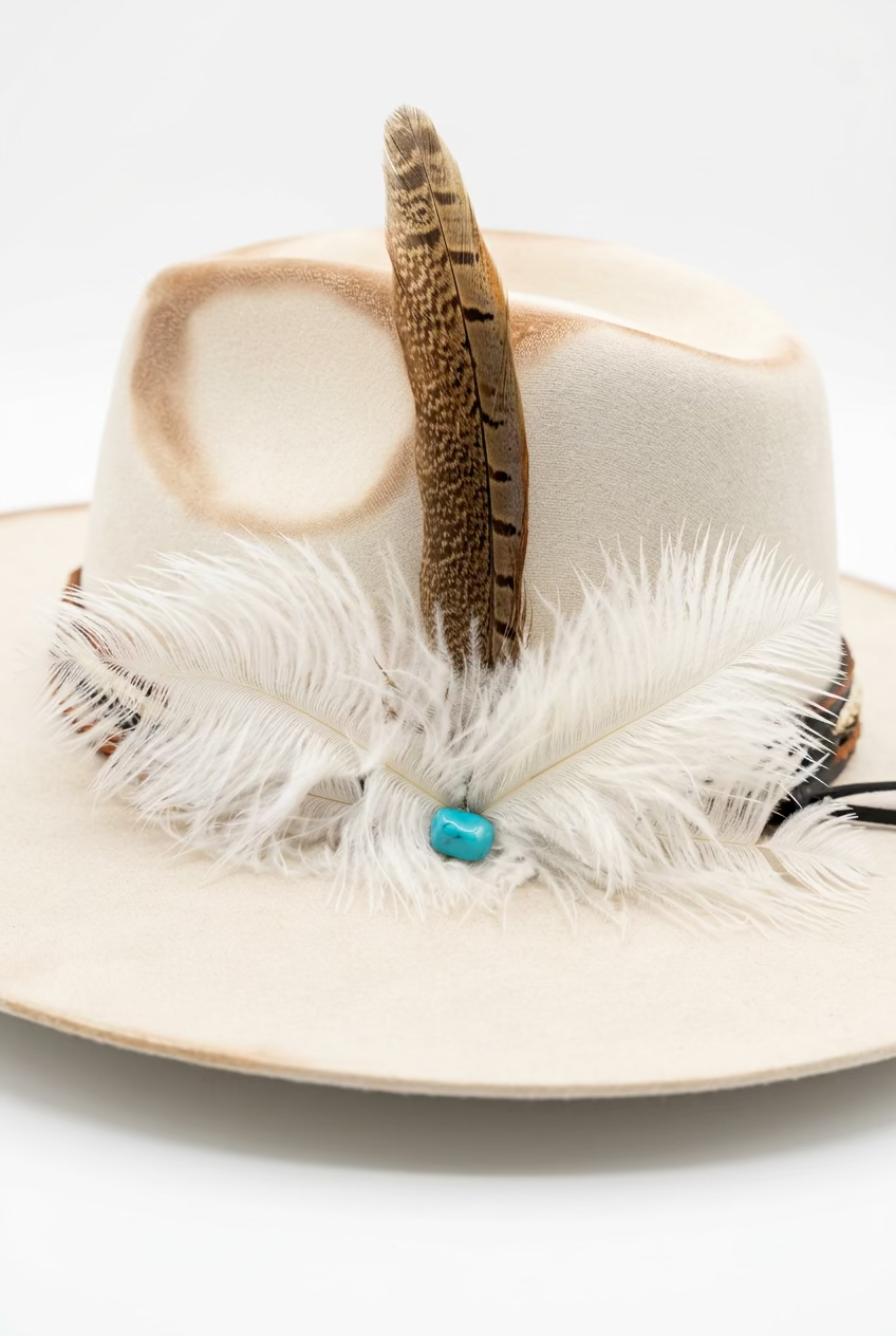 BETTY FAYE DISTRESSED FEATHER HAT
