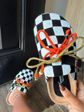 CUSTOM CHECKERED HAND PAINTED- ADD ON FOR WANDA BLACK SHOES