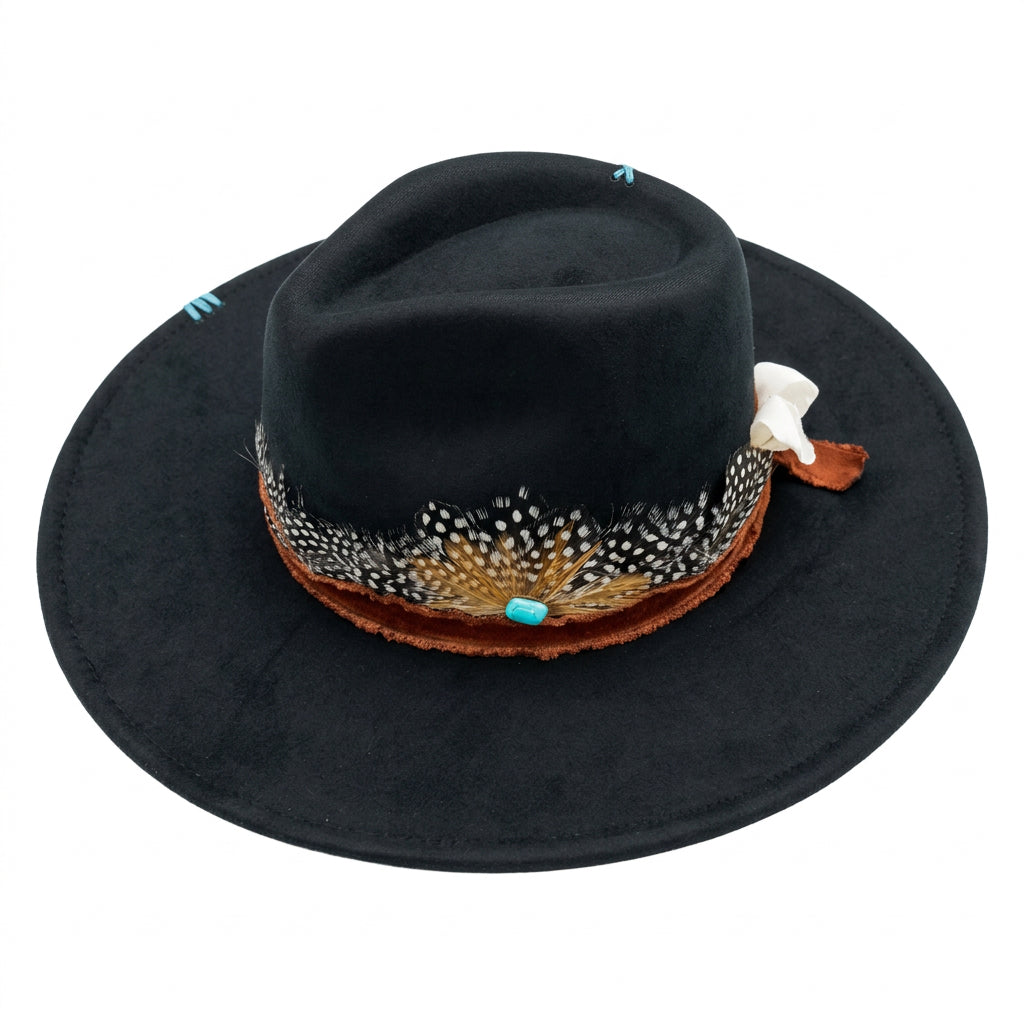JESSE LOU DISTRESSED FEATHER HAT