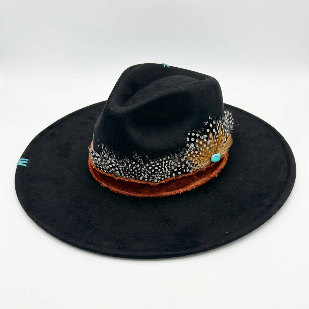 JESSE LOU DISTRESSED FEATHER HAT