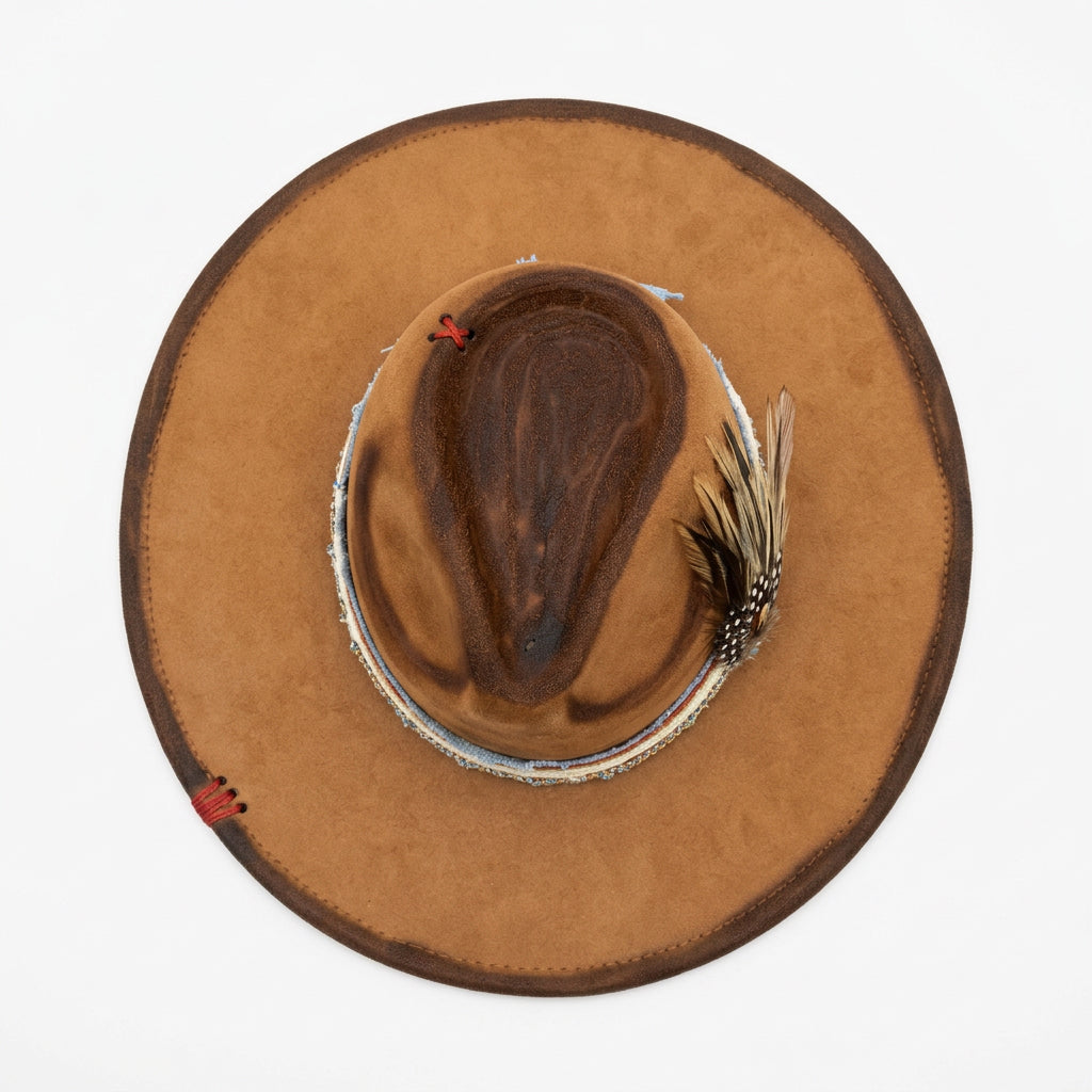 MABEL JO DISTRESSED FEATHER HAT