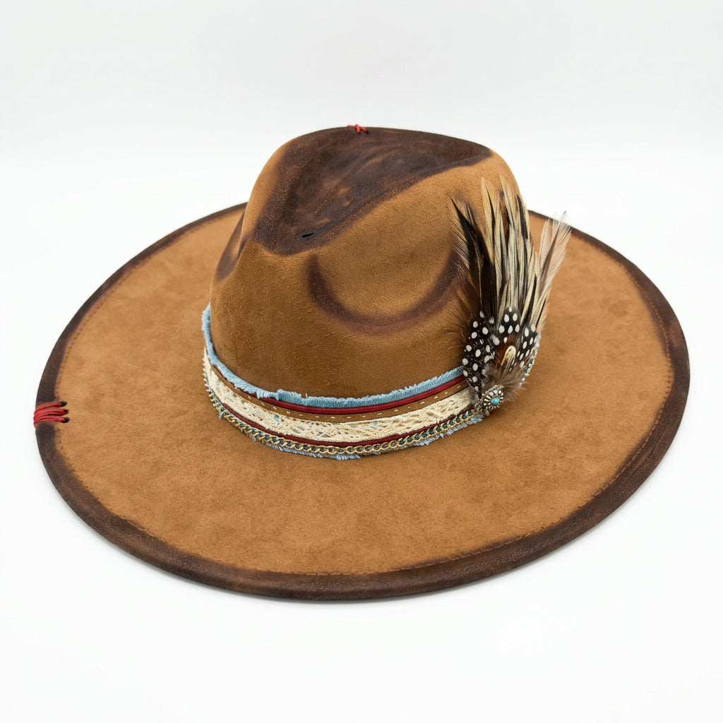 MABEL JO DISTRESSED FEATHER HAT