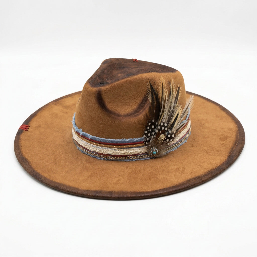 MABEL JO DISTRESSED FEATHER HAT
