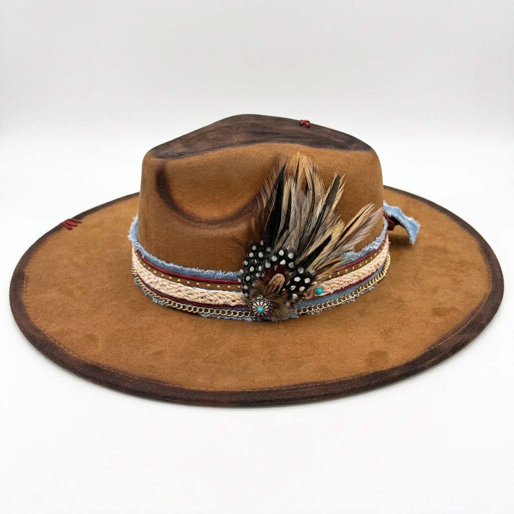 MABEL JO DISTRESSED FEATHER HAT