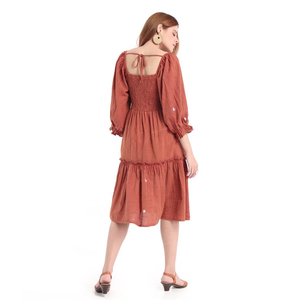 DARLENE EMBROIDERED MIDI DRESS