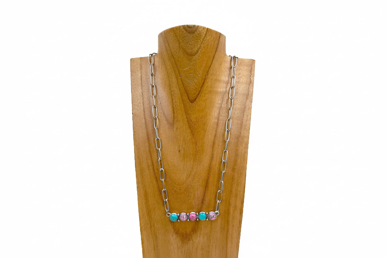 EMMY LOU NECKLACE- PINK, BLUE MULTI