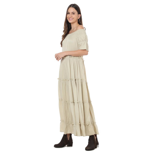 BETTY OFF SHOULDER RUFFLE MAXI DRESS