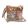 CHARLENE COW HIDE & FLORAL BAG