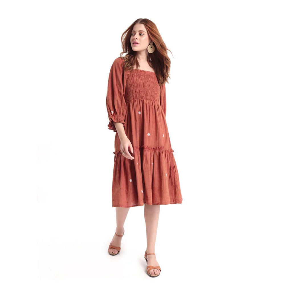 DARLENE EMBROIDERED MIDI DRESS
