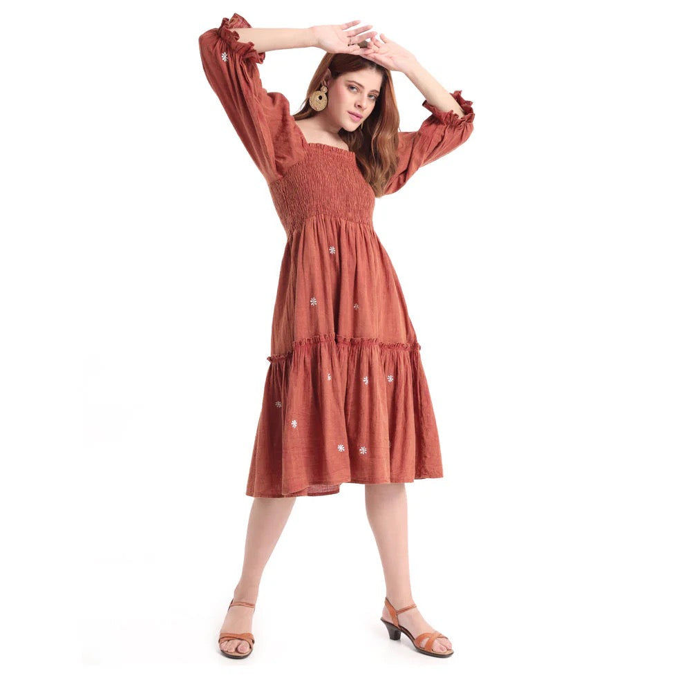 DARLENE EMBROIDERED MIDI DRESS