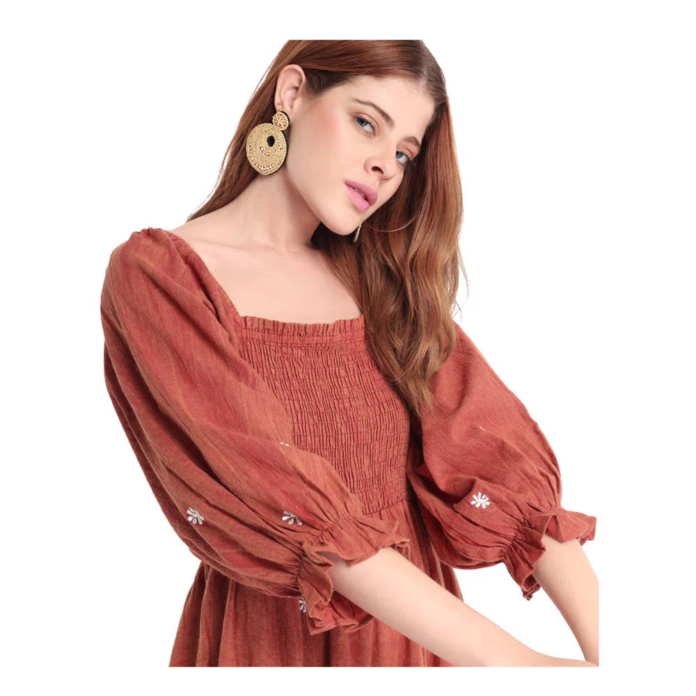 DARLENE EMBROIDERED MIDI DRESS