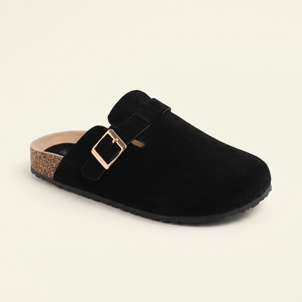 WANDA BLACK CLOGS SLIP-ON MULE