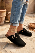 WANDA BLACK CLOGS SLIP-ON MULE